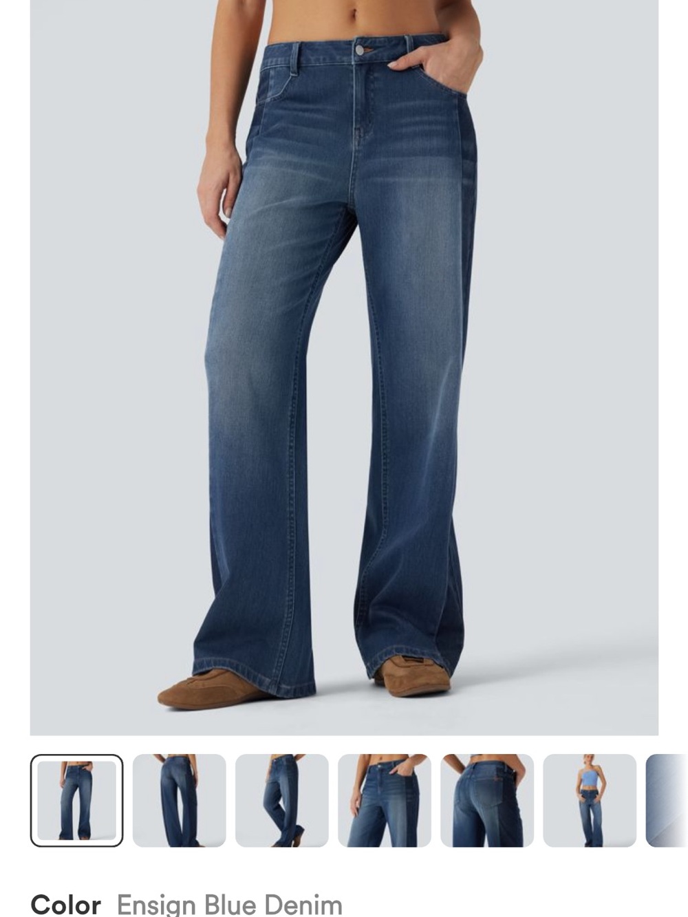 HALARA Flex Low Rise Color block Ensign Blue Denim Wide-Leg Jeans - Women - Picture 3 of 10